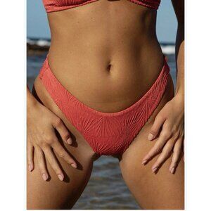 Berlook Red Orange Seashell Textured Bikini BOTTOM Only S Small NEW
